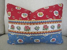 Accent Pillow Pierre Deux Red Blue Avignonet French Country Toile Fleur Fabric
