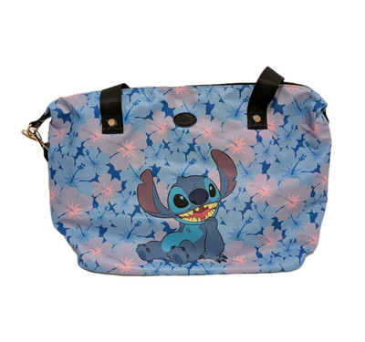 Disney Lilo Stitch Women's Large Tote Bag Hawaiian Floral Blue Pink Bioworld Nwt