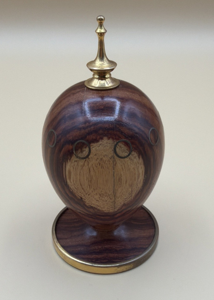 Vintage 1983 Van Cort Nicholas II Egg Kaleidoscope Tulipwood Brass 4"