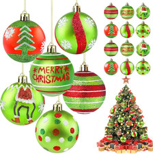 12Pcs Christmas Ornaments Christmas Tree Decorations Red Green Glittering
