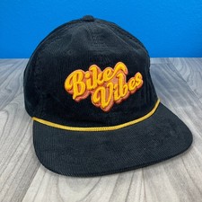 Liv Bike Vibes Baseball Hat Men's OSFM Black Yellow Corduroy Flat Bill Snapback