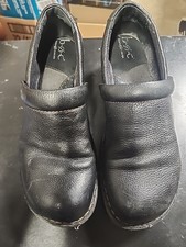 BOC Born Concept Women  s Black Leather Peggy Slip-On Clogs/Shoes Size 9