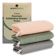 Japanese Deep Exfoliating Shower Towel, 3 Pack, Earthy Love