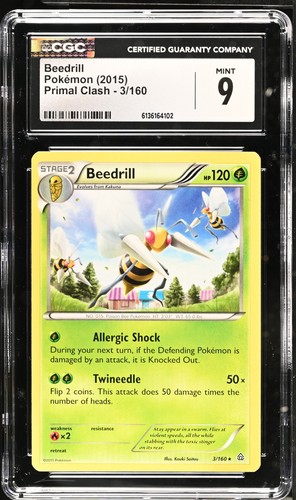 Beedrill 3/160 PRC Primal Clash Rare 2015 Pokemon Kouki Saitou CGC 9 POP 4!!!