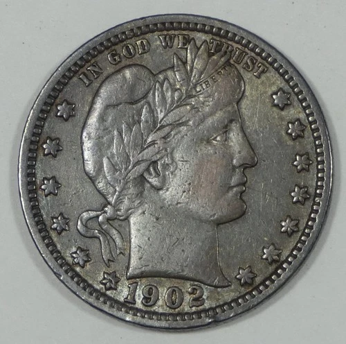 1902-S Barber Quarter VERY FINE Silver 25c