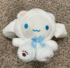 Sanrio Cinnamoroll Fluffy Snow Design Plush Dog in Bear Costume, White Stuffed