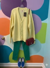 NWT Levi's Oversized Coit Boxy Cardigan Sweater Yellow Size L