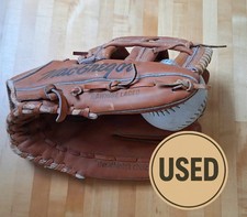 MacGregor Leather Softball Baseball Glove MG55 Left Handed Throw and ball