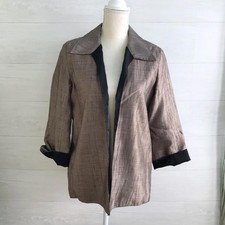 Chico s Black Metallic reversible open front jacket, 3/4 sleeve, sz 1