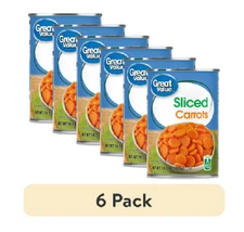 (6 pack) Great Value Sliced Carrots, Canned Carrots, 14.5 oz Can