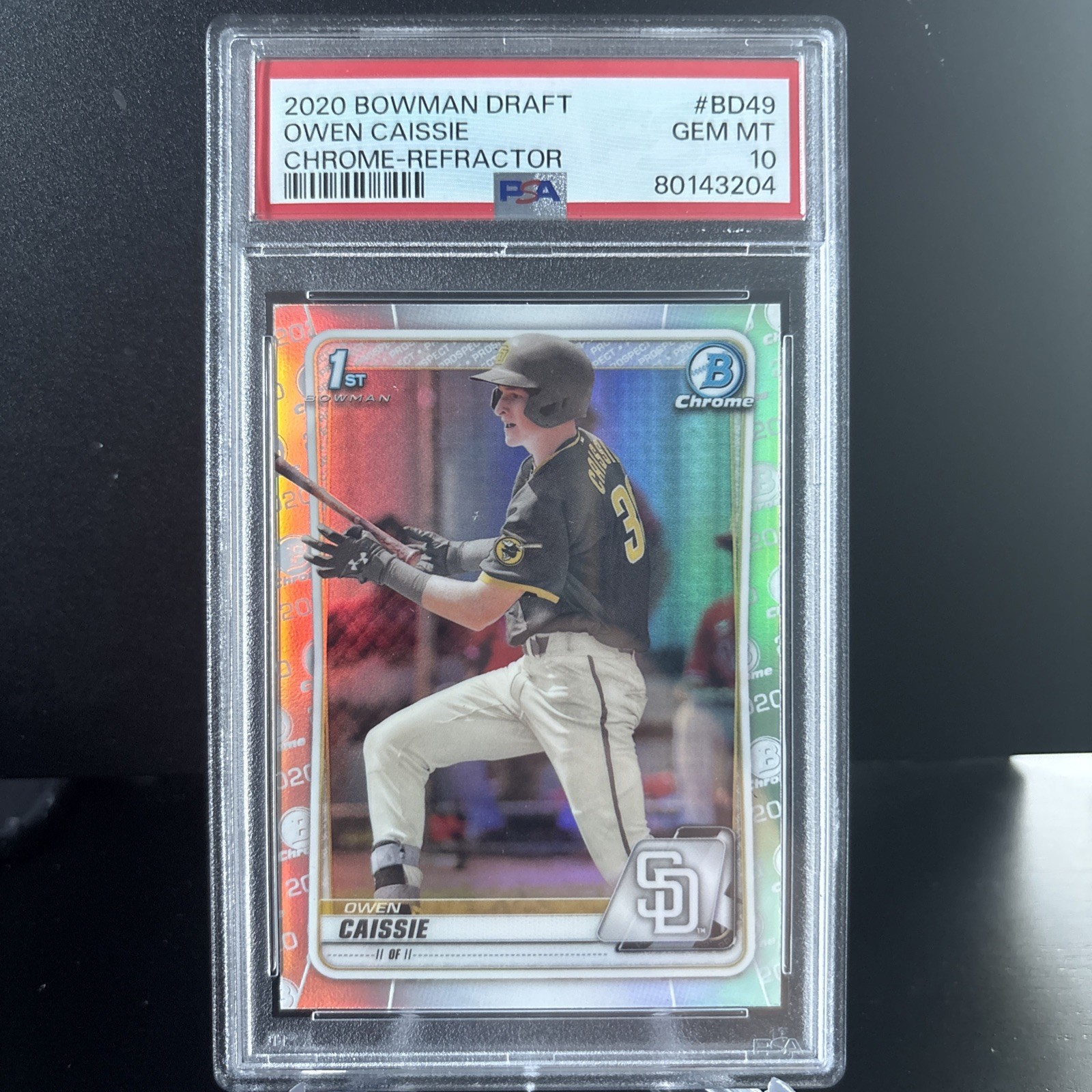 2020 Topps Bowman Draft Chrome Owen Caissie 1st Refractor #BD-49 PSA 10 Padres