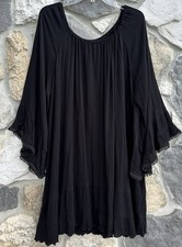 Anthropologie Uncle Frank Dress Size XL Black Bell Sleeve Boho Flowy Date Night