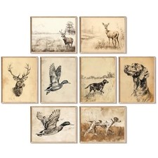 Vintage Nursery Wall Art Decor Baby Boy 8x10 Inch Unframed Retro Animals Prints