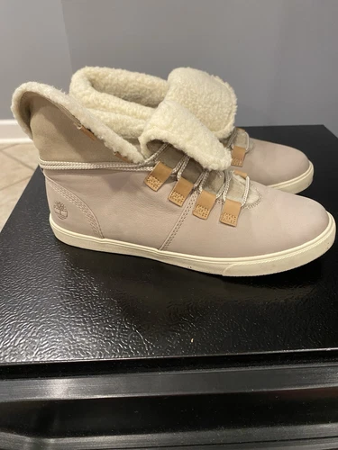 Timberland Dause stivali pieghevoli in pile colore tortora donna taglia 7 5