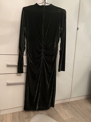 HALLHUBER  elegantes Kleid Gr. 40 Seide mostgrün Samt wie NEU