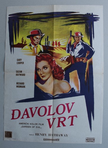 GARDEN OF EVIL Yugoslavian Poster 1954 Gary Cooper Ex-YU