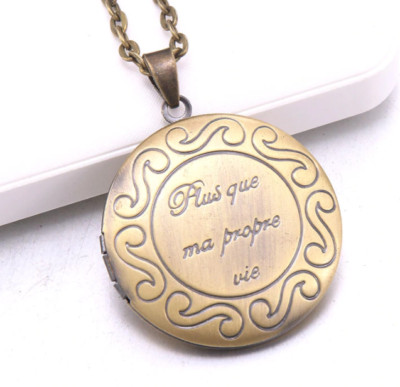 ''Plus Que Ma Propre Vie'' Locket Necklace - ''More Than My Own Life'' Pendant 