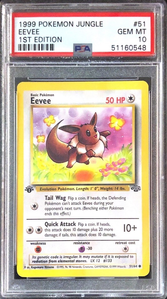 🔥 Pokemon PSA Graded 10 Gem Mint 1999 1st ED Jungle Set Eevee #51