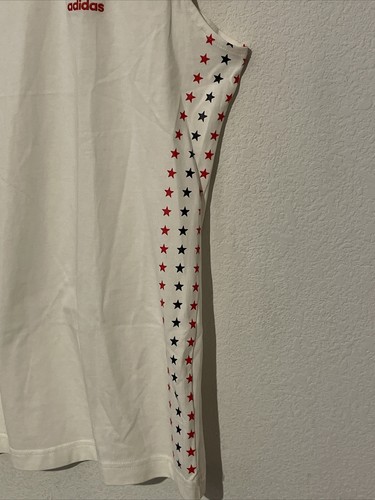 Adidas USA Flagge Trefoil Logo Damen Flügelärmel weiß Shirt Größe XL - Bild 6 von 12