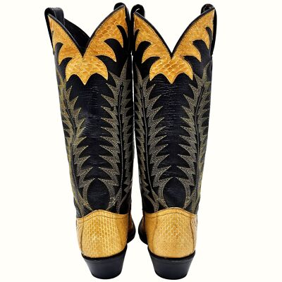 Bottes western cowboy vintage Tony Lama python peau de