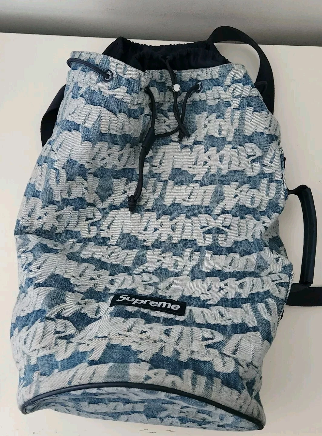 Sac à dos SS22 Supreme Fat Tip Jacquard Denim bleu
