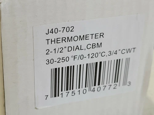 Jones Stephens 2 1/2" Dial Thermometer - 3/4" Sweat Connection 30-250 Degree - Picture 2 of 4