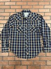 Wrangler Retro Pearl Snap Shirt Men s Large Western Rodeo Cowboy Blue Cotton