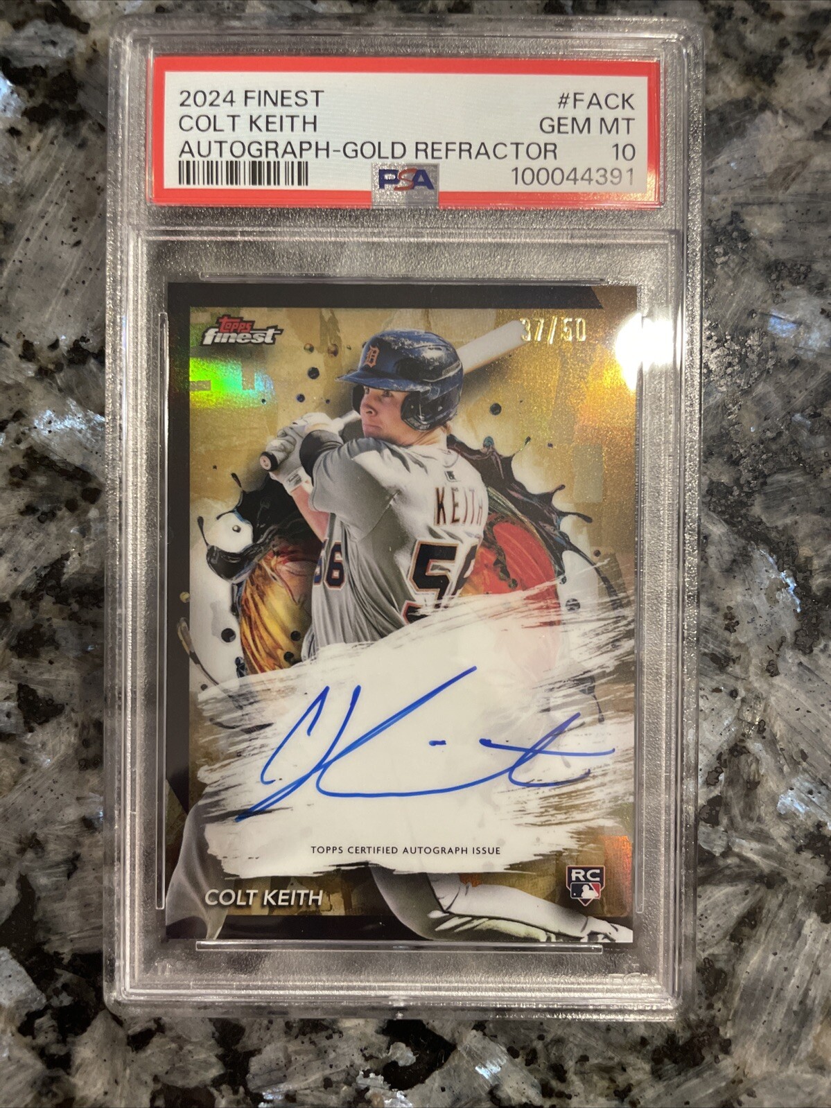 2024 Topps Finest Colt Keith Auto RC Gold Refractor /50 Rookie Autograph PSA 10