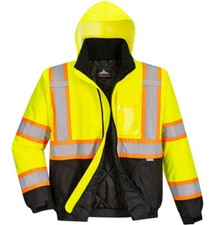 Portwest US368 Hi Vis Contrast Tape Reflective Safety Work Bomber Jacket ANSI