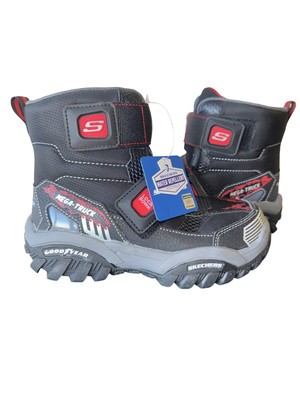 Skechers Kids Boys Shoes Turbo Speed Mega-Truck Good Year Black Waterproof Boots
