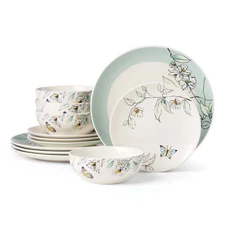 Kitchen Dinner Bowls Plates Set 12-Piece Botanica Dinnerware Set (Service for 4)