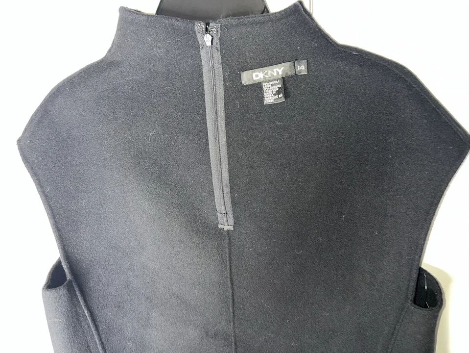 Donna Karan New York Black Label Dress Size US 14 Wool Black Long p397012ka - Image 3 of 4