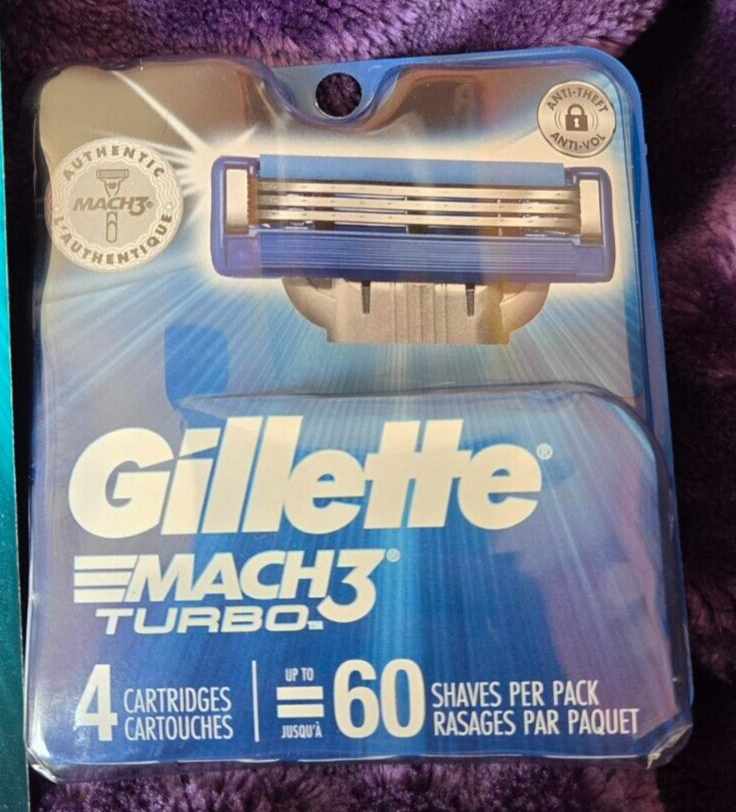 4 new Packs Gillette Mach razors, Turbo cartridges, 3 razors, 7 ...