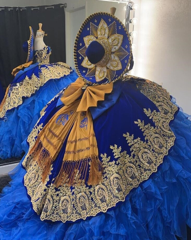 Mexican Royal Blue Quinceanera Dress Gold Lace Big Bow Prom Sweet 16 Ball Gowns | eBay Mexican Royal Blue Quinceanera Dress Gold Lace Big Bow Prom Sweet 16 Ball Gowns | eBay
