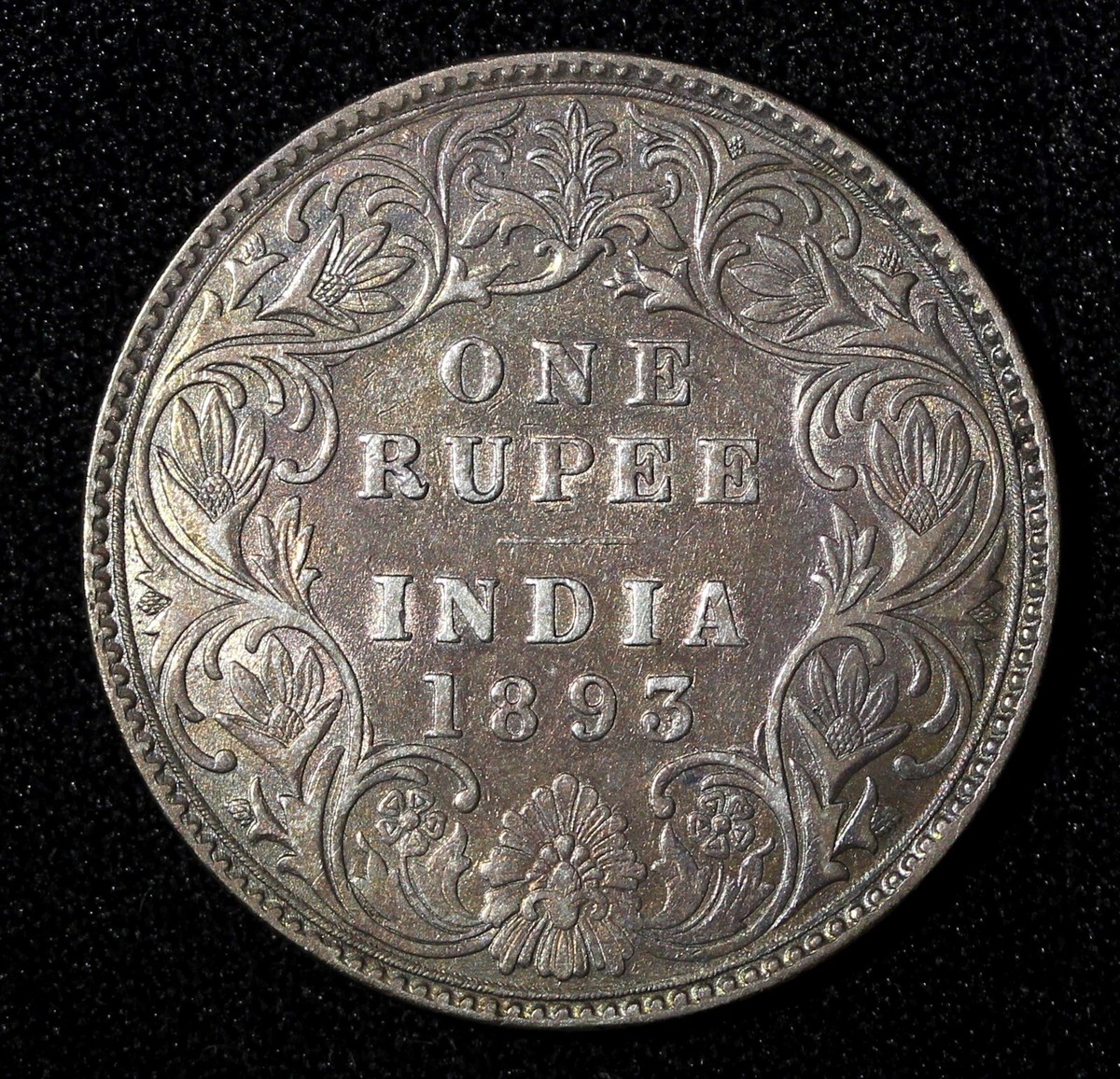 MS63 英領 インド ルピー 銀貨 1893B NGC india rupee India-British Victoria Silver 1893 B incuse Rupee XF .Nice