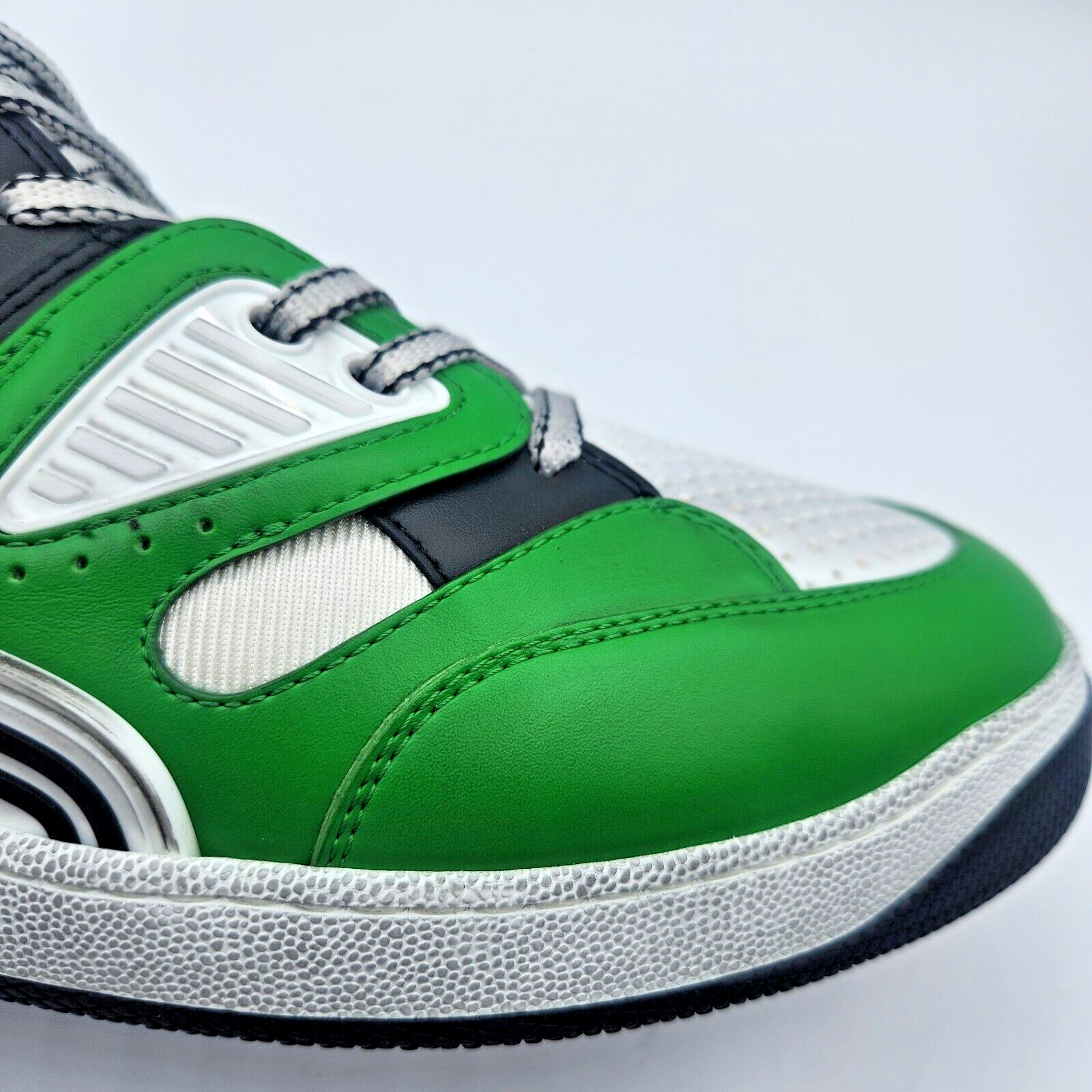 Gucci Basket Demetra Distressed Men's White/Green Sneakers UK12.5 US13 $950 thumbnail 19