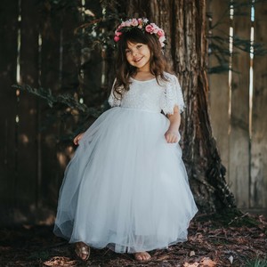 flutter sleeve flower girl dress