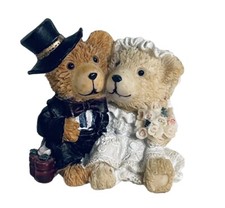 Teddy Bear Bride  Groom Wedding Day Couple Figurine