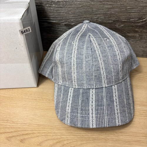 Charming Charlie Hat Cap Strap Back Womens Gray Blue Striped Pattern Adjustable - Picture 9 of 9