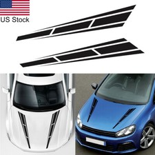2pcs 31 Black Sport Racing Stripes Graphic Front Hood Bonnet Decals Stickers