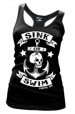 Cartel Ink Sink Or Swim Skull Nautical Racerback Juniors Tank T Tee Shirt  S-Xxl | eBay