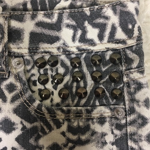 Mossimo Womens Mini Jean Shorts Size 1 White Black Stretch Denim CQ3212 - Picture 3 of 5
