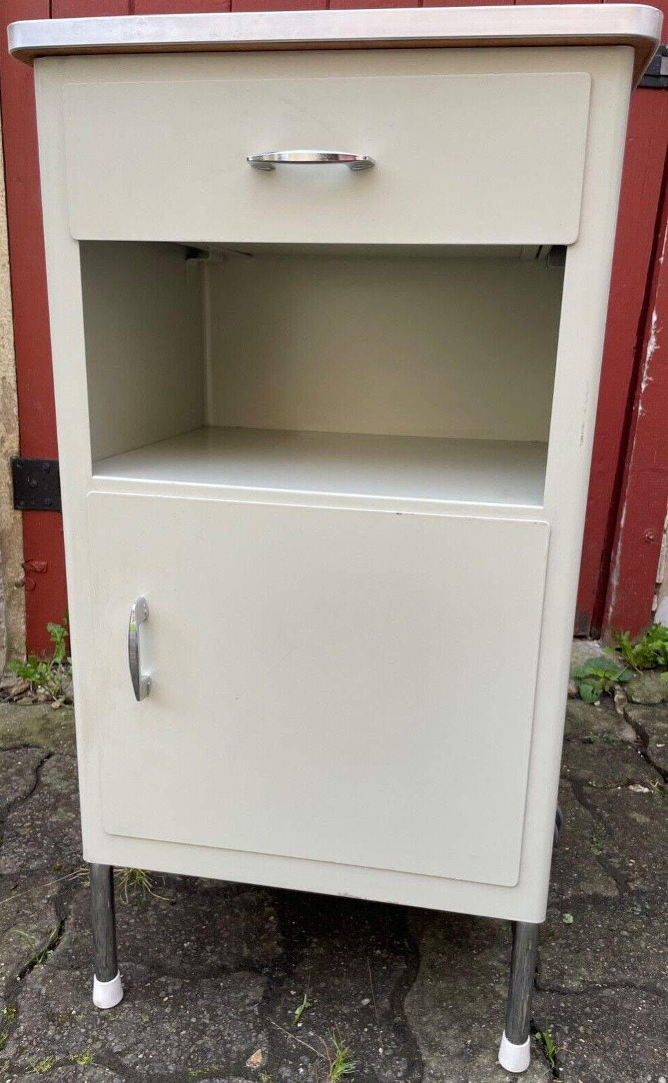 BEDSIDE TABLE METAL WHITE SWISS ARMY HOSPITAL WITH OR WITHOUT LIGHTING