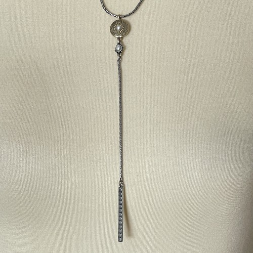 Lucky Brand 2 Tone Silver & Gold Lariat w/ Pearls Drop Necklace - Picture 5 of 9