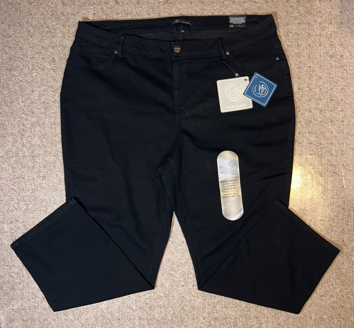 NWT A3 Denim Women's Jeans Flat Front Classic Straight Size 24W