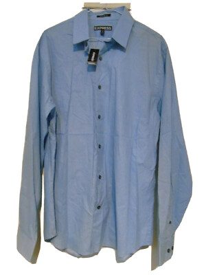 EXPRESS - SMART MODERN FIT BLAU GEPUNKTETES ARBEITS-/FREIZEITHEMD L 