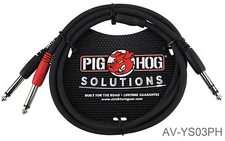 3ft 1/4" TRS Male to Dual Mono TS Male (TIP/RING) Insert Cable, AV-YS03PH