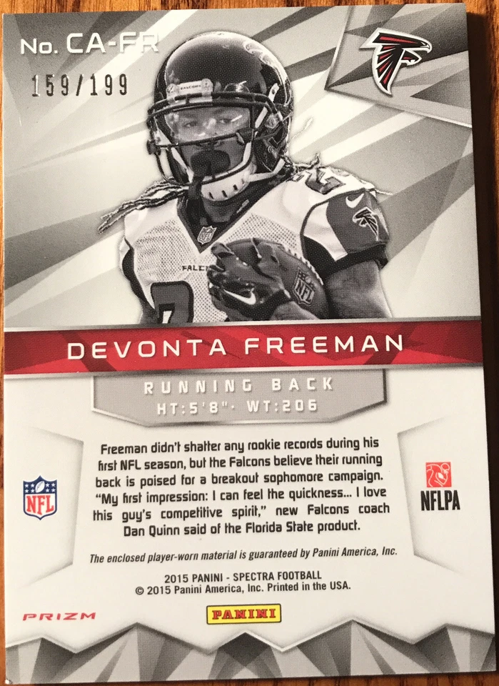 2015 Panini Spectra Catalyst Jerseys Devonta Freeman CA-FR #’d 159/199 - Image 2 of 2
