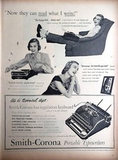 1948 Smith Corona Portable Typewriter Print Ad Vintage Ephemera Art Decor Kappa thumbnail