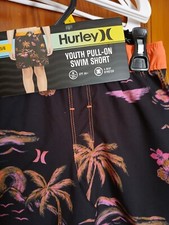 Hurley Boy's UPF50 Drawstring Waist Pull On Swim Short 5/6 New Tropical
